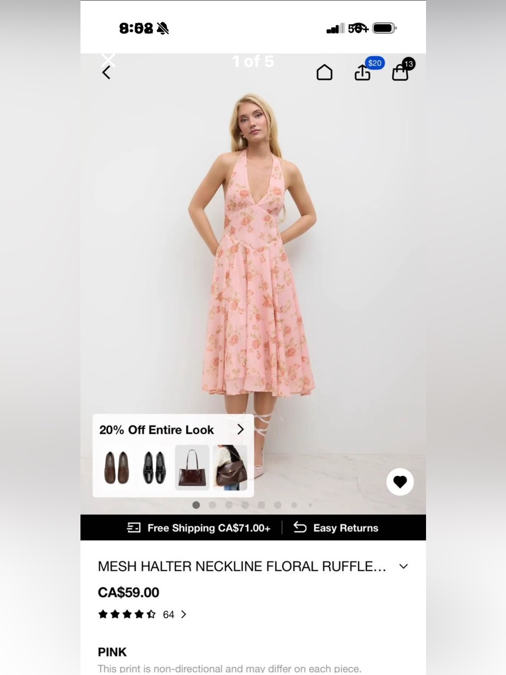 Cider Pink Floral Mesh Halter Midi Dress